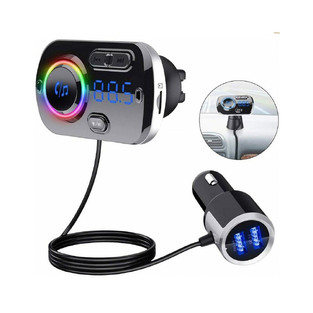 FM Transmitter με βολτόμετρο 12V-24V – AUX – TF – Οθόνη LCD – 2 Θύρες USB με RGB Φωτισμό