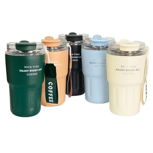 Κούπα Θερμός ταξιδιού Enjoy με γυάλινο καπάκι και ενσωματωμένο καλαμάκι 480ml JB-1786 Διάφορα χρώματα